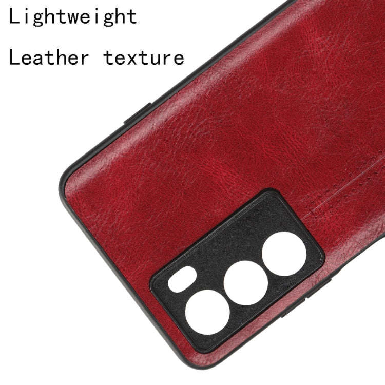 For Motorola Moto G200 5G / Edge S30 Sewing Cow Pattern Skin PC + PU + TPU Phone Case(Red)