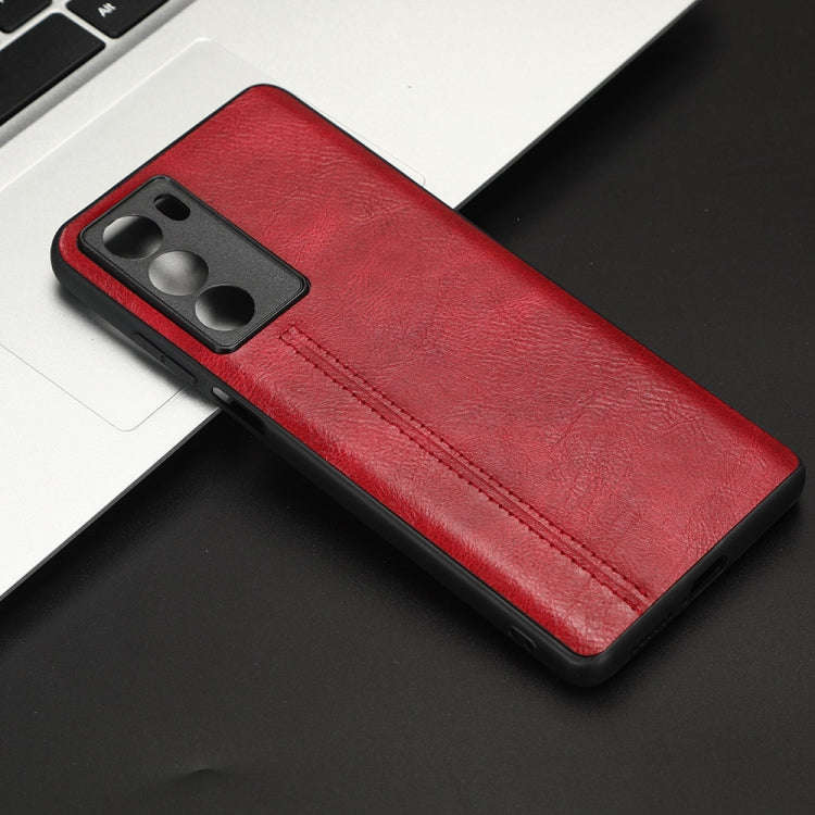 For Motorola Moto G200 5G / Edge S30 Sewing Cow Pattern Skin PC + PU + TPU Phone Case(Red)