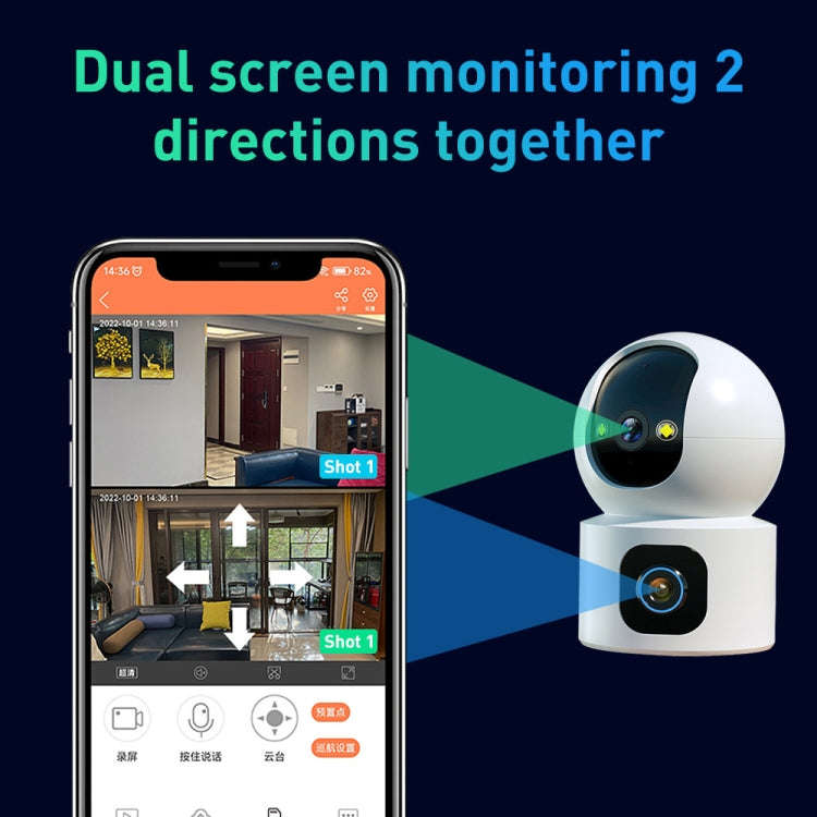 YT66 Dual 2MP Wireless Smart PTZ Camera, Plug:AU Plug