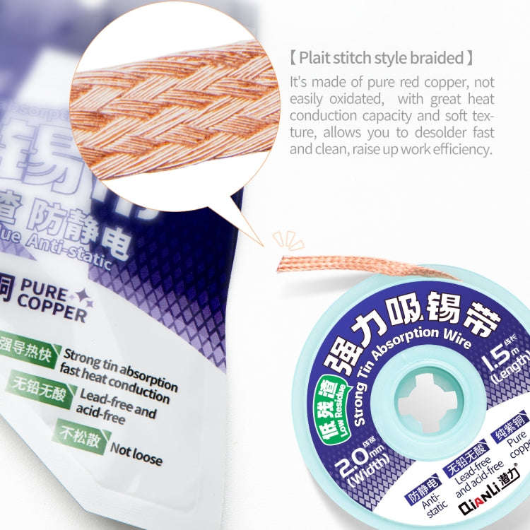5pcs QianLi 1.5m x 2.0mm Low-residue Anti-static Pure Copper Strong Tin Absorption Wire