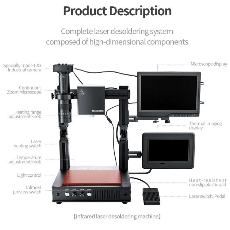 Mega-idea Intelligent Infrared Laser Desoldering Machine, Model:With Microscope Set(US Plug)