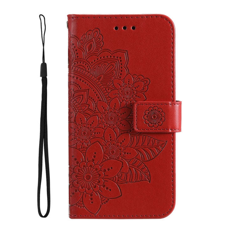 For Honor Magic5 Pro 7-petal Flowers Embossing Leather Phone Case(Red)