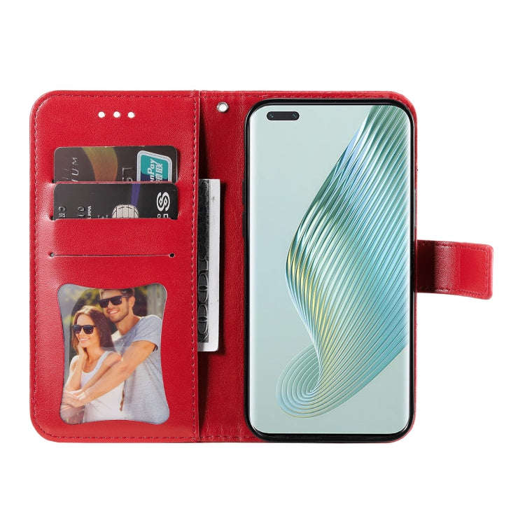 For Honor Magic5 Pro 7-petal Flowers Embossing Leather Phone Case(Red)