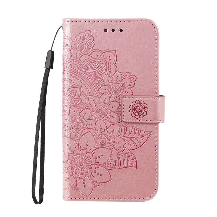 For Honor Magic5 Pro 7-petal Flowers Embossing Leather Phone Case(Rose Gold)