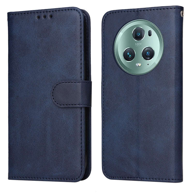 For Honor Magic5 Pro Classic Calf Texture Flip Leather Phone Case(Blue)
