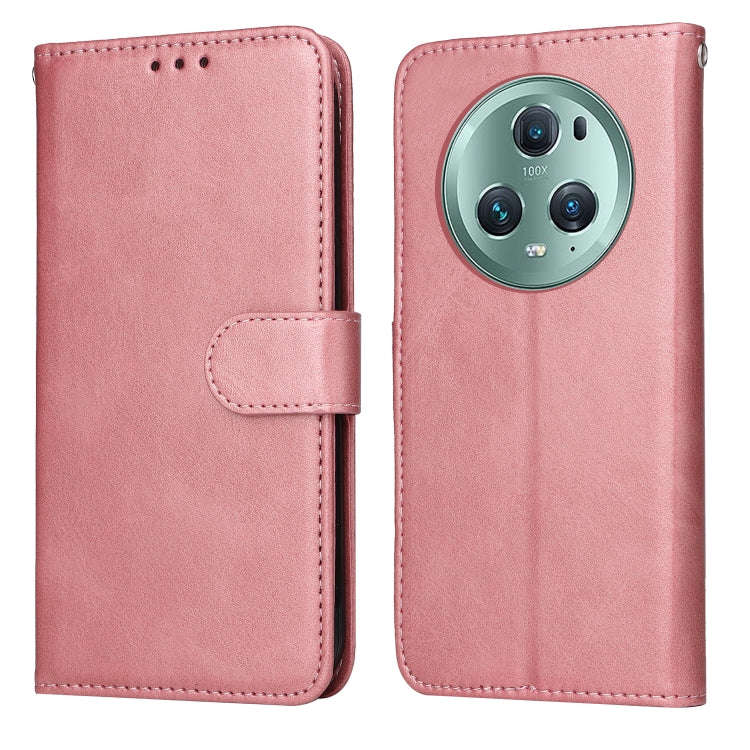 For Honor Magic5 Pro Classic Calf Texture Flip Leather Phone Case(Rose Gold)