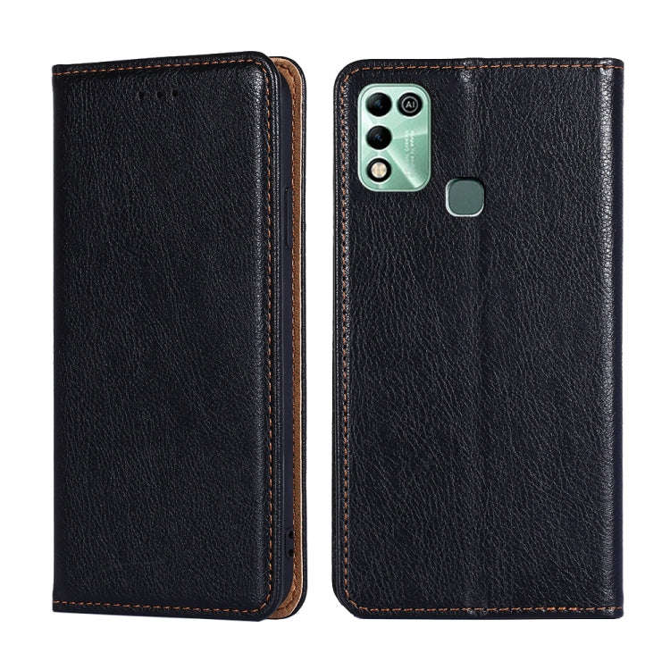 For Infinix Hot 11 Play Gloss Oil Solid Color Magnetic Leather Phone Case(Black)