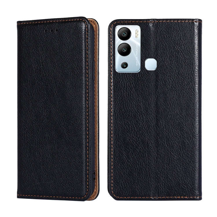 For Infinix Hot 12i Gloss Oil Solid Color Magnetic Leather Phone Case(Black)