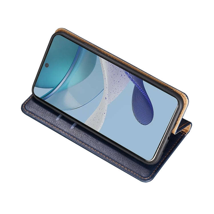 For Infinix Hot 12i Gloss Oil Solid Color Magnetic Leather Phone Case(Blue)