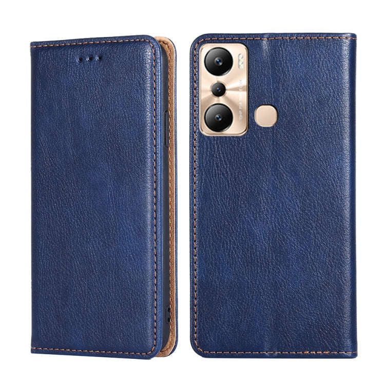 For Infinix Hot 20i Gloss Oil Solid Color Magnetic Leather Phone Case(Blue)