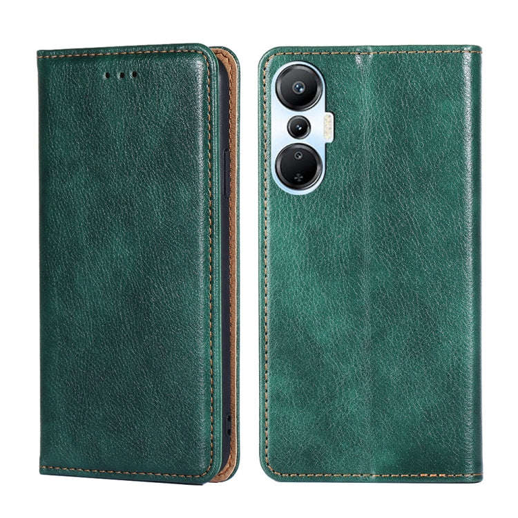 For Infinix Hot 20S Gloss Oil Solid Color Magnetic Leather Phone Case(Green)