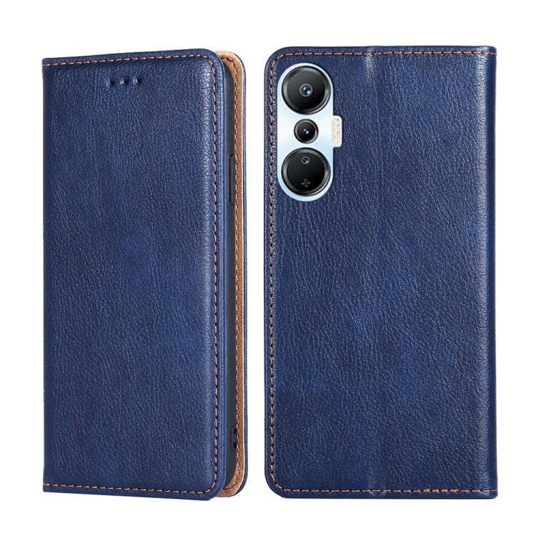 For Infinix Hot 20S Gloss Oil Solid Color Magnetic Leather Phone Case(Blue)