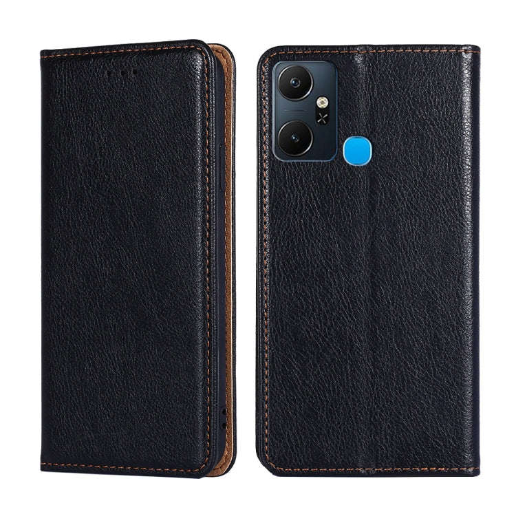 For Infinix Smart 6 plus Gloss Oil Solid Color Magnetic Leather Phone Case(Black)
