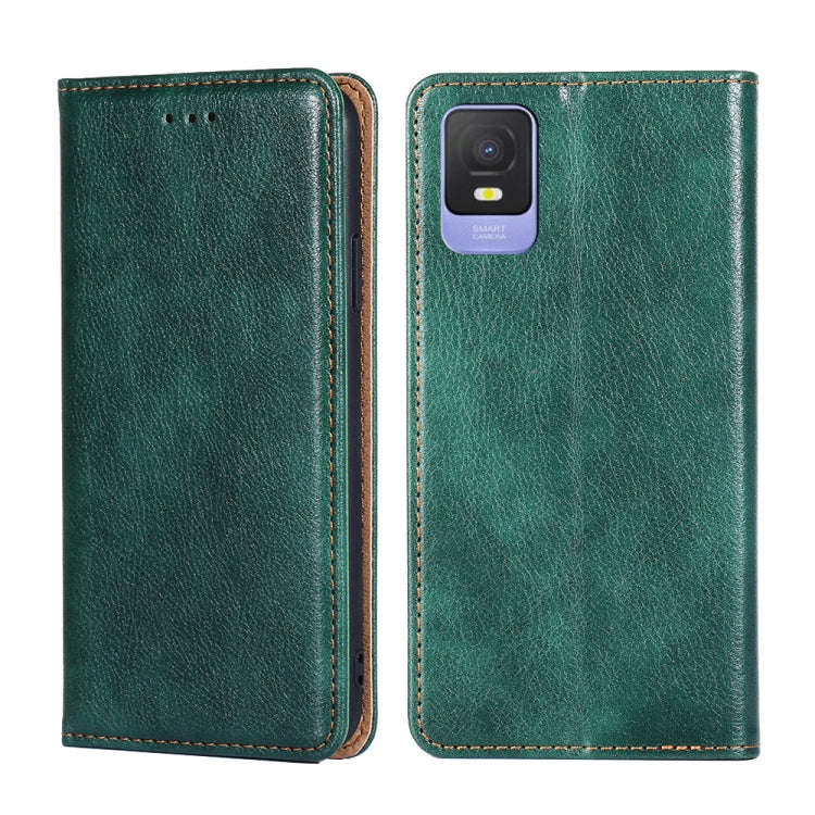 For TCL 403 Gloss Oil Solid Color Magnetic Leather Phone Case(Green)