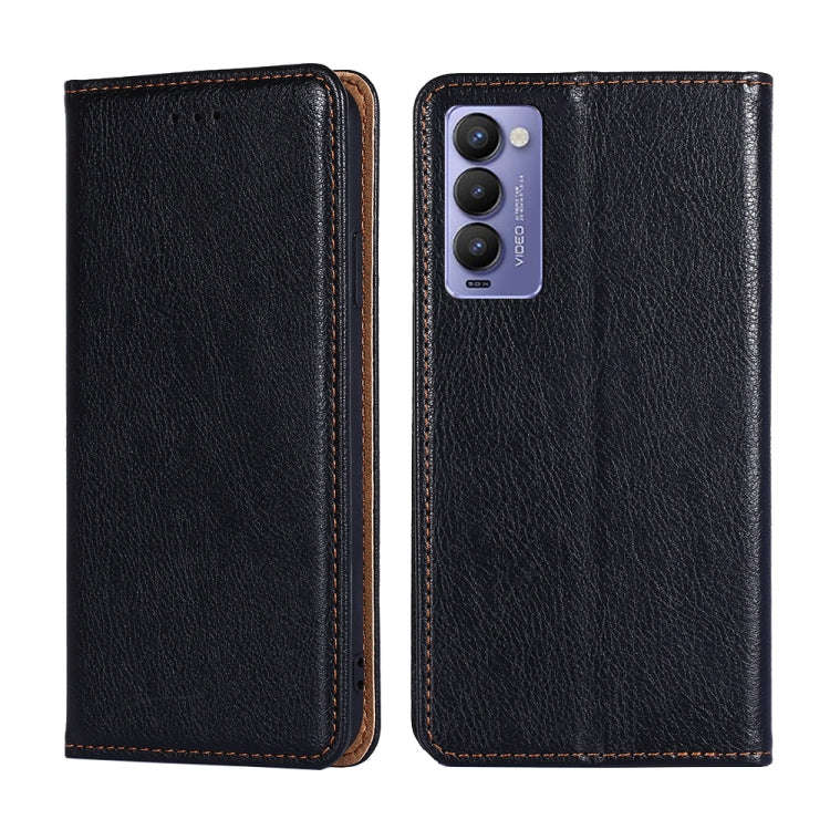 For Tecno Camon 18 / 18P Gloss Oil Solid Color Magnetic Leather Phone Case(Black)