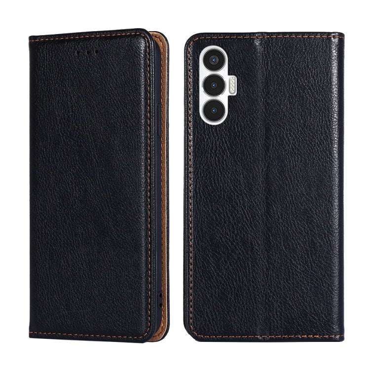 For Tecno Pova 3 Gloss Oil Solid Color Magnetic Leather Phone Case(Black)