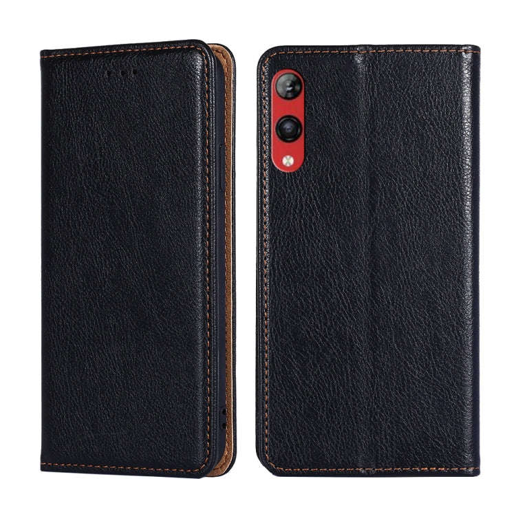 For Rakuten Hand 4G Gloss Oil Solid Color Magnetic Leather Phone Case(Black)