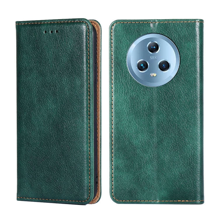For Honor Magic5 Gloss Oil Solid Color Magnetic Leather Phone Case(Green)