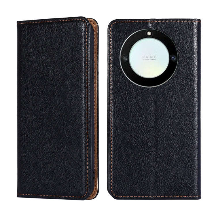 For Honor X40 Gloss Oil Solid Color Magnetic Leather Phone Case(Black)