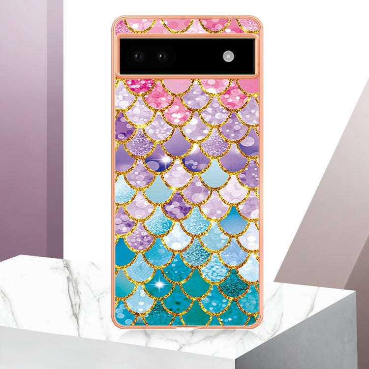 For Google Pixel 6a Electroplating IMD TPU Phone Case(Colorful Scales)