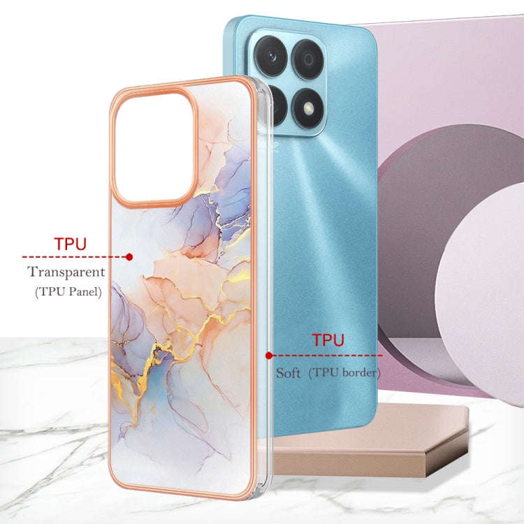 For Honor X8a Electroplating IMD TPU Phone Case(White Marble)