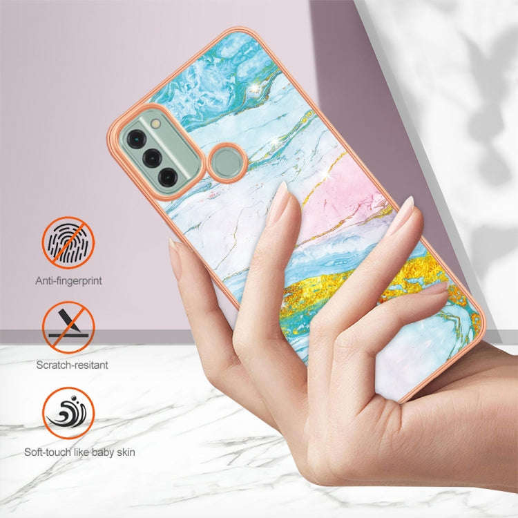 For Nokia C31 Electroplating Marble Dual-side IMD Phone Case(Green 004)