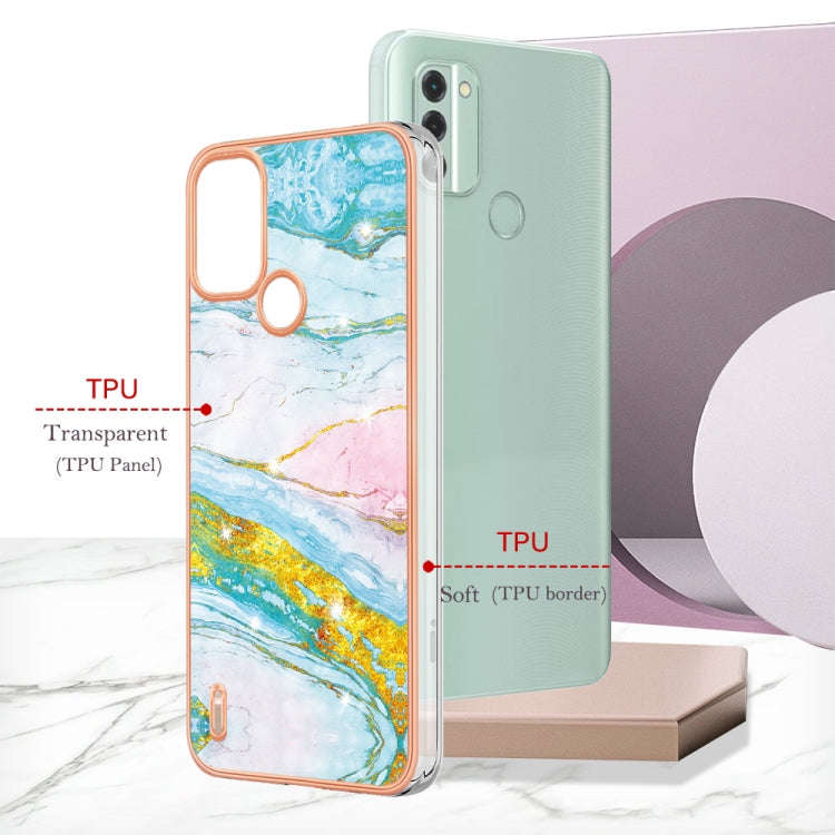 For Nokia C31 Electroplating Marble Dual-side IMD Phone Case(Green 004)