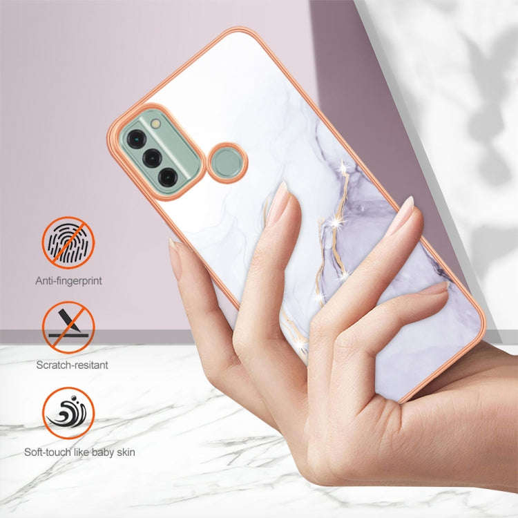For Nokia C31 Electroplating Marble Dual-side IMD Phone Case(White 006)