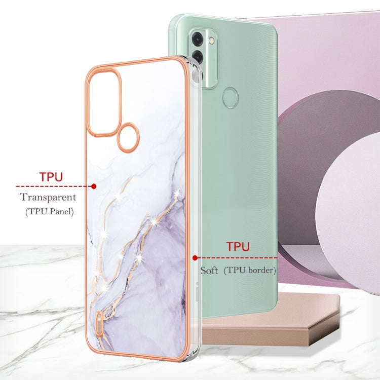 For Nokia C31 Electroplating Marble Dual-side IMD Phone Case(White 006)