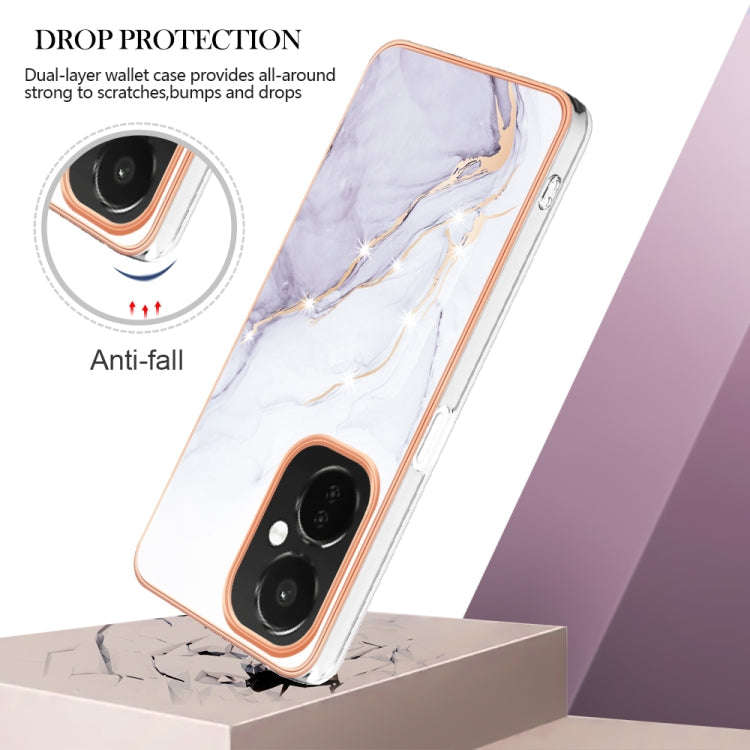 For OnePlus Nord CE 3 Lite/Nord N30/OPP0 K11x Electroplating Marble Dual-side IMD Phone Case(Whit...