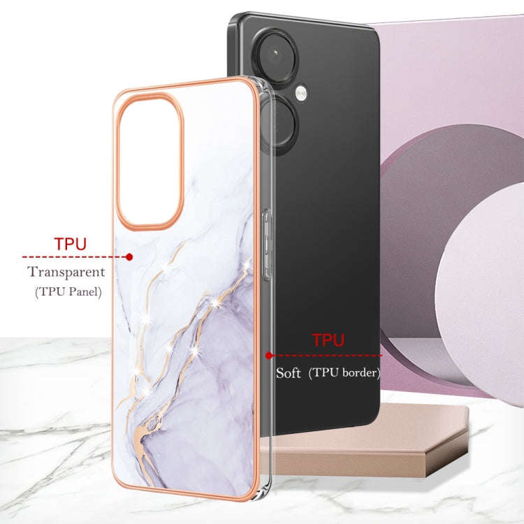 For OnePlus Nord CE 3 Lite/Nord N30/OPP0 K11x Electroplating Marble Dual-side IMD Phone Case(Whit...