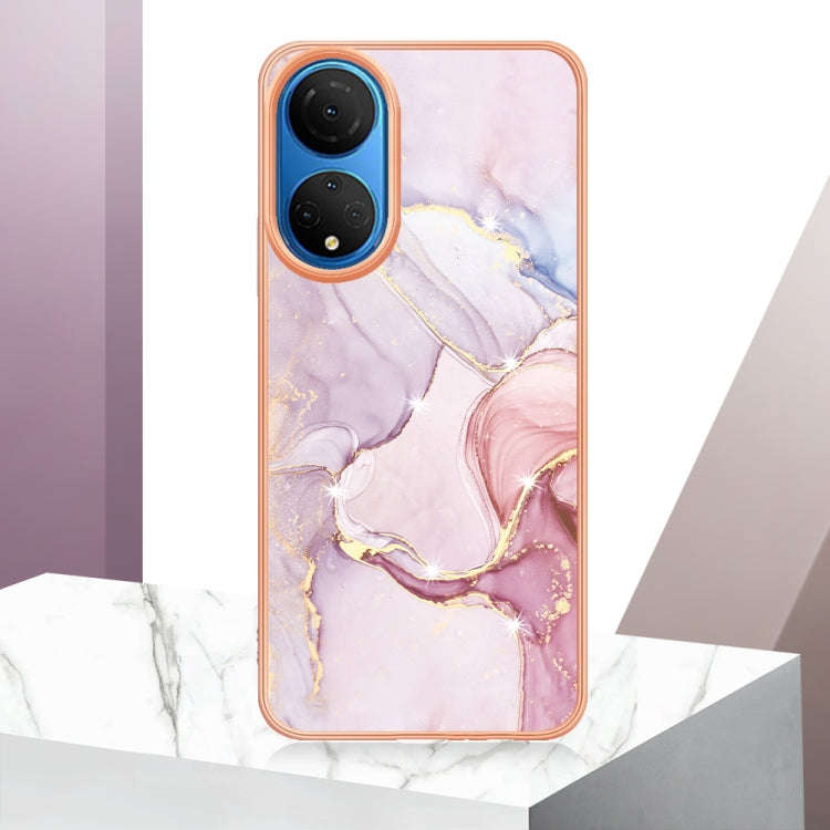 For Honor X7 Electroplating Marble Dual-side IMD Phone Case(Rose Gold 005)