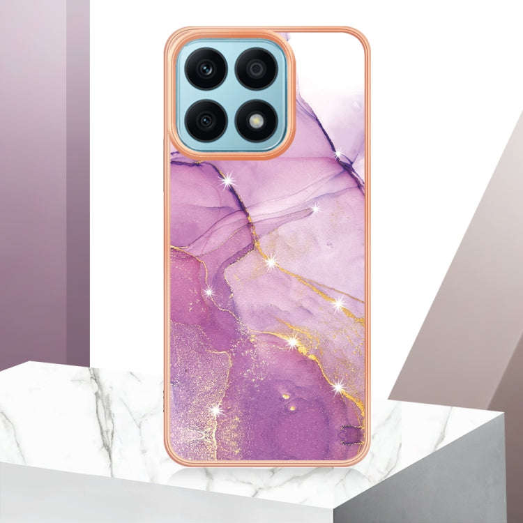 For Honor X8a Electroplating Marble Dual-side IMD Phone Case(Purple 001)