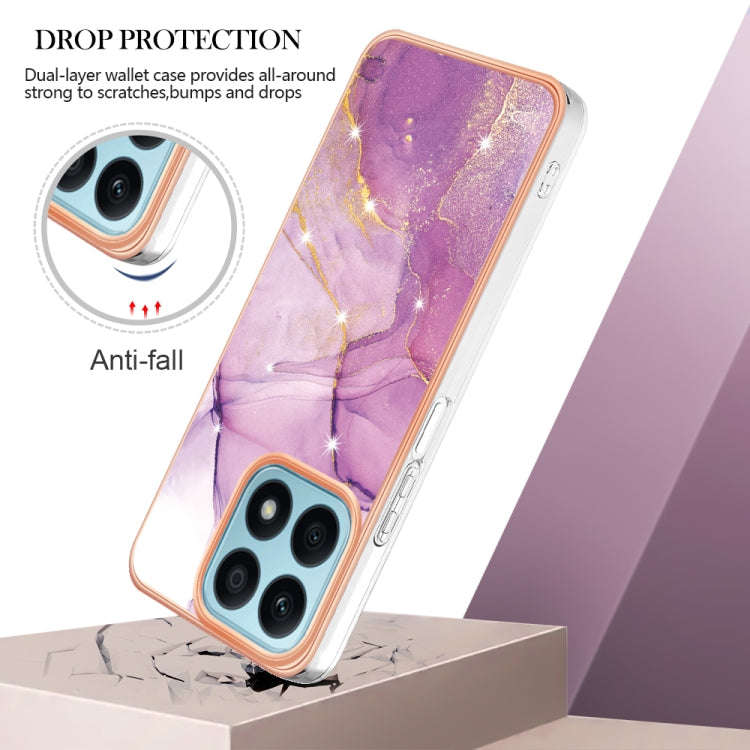 For Honor X8a Electroplating Marble Dual-side IMD Phone Case(Purple 001)