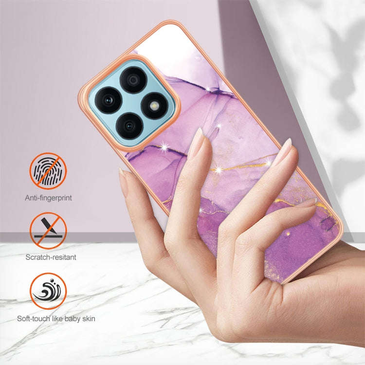 For Honor X8a Electroplating Marble Dual-side IMD Phone Case(Purple 001)