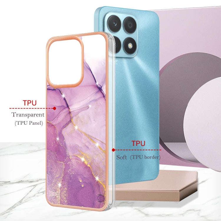 For Honor X8a Electroplating Marble Dual-side IMD Phone Case(Purple 001)