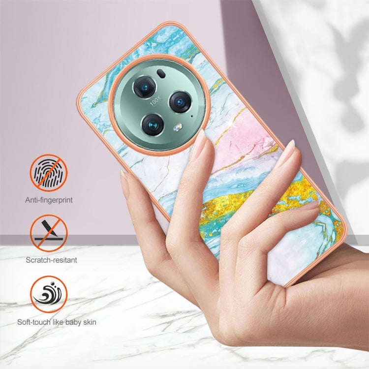For Honor X9a/Magic5 Lite Electroplating Marble Dual-side IMD Phone Case(Green 004)