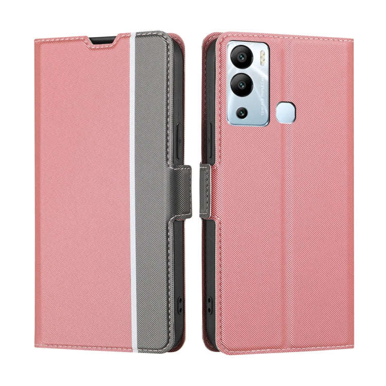 For Infinix Hot 12i Twill Texture Side Buckle Leather Phone Case(Pink)