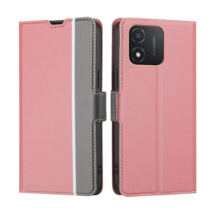 For Honor X5 4G Twill Texture Side Buckle Leather Phone Case(Pink)
