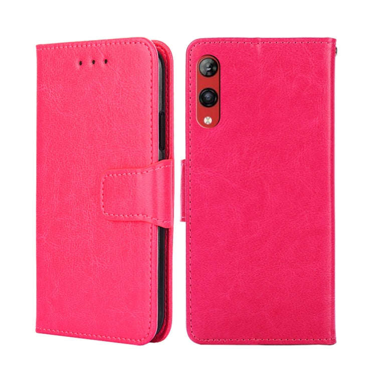 For Rakuten Hand 4G Crystal Texture Leather Phone Case(Rose Red)