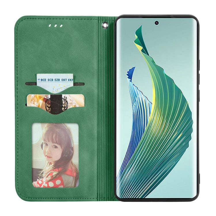 For Honor Magic5 Lite Retro Skin Feel Magnetic Leather Phone Case(Green)