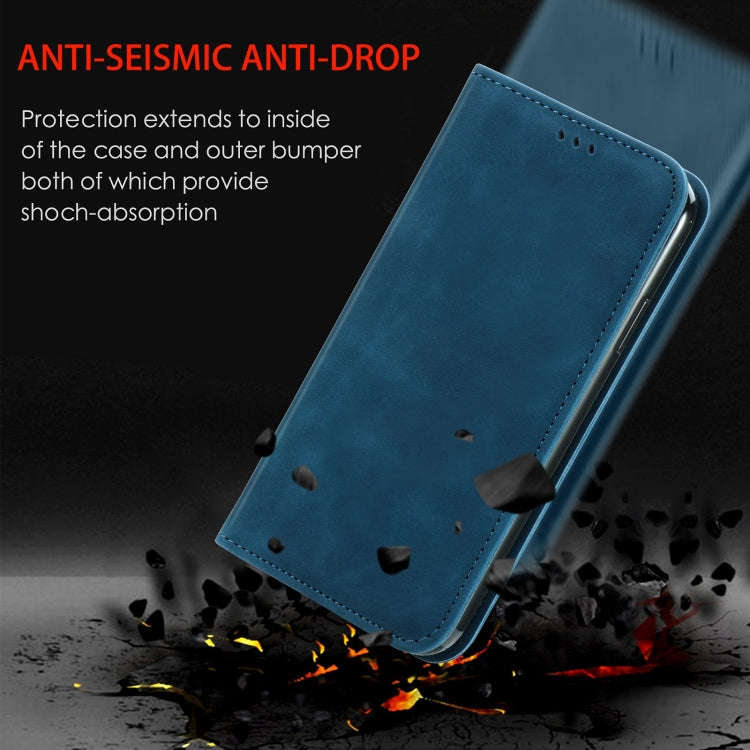 For Honor Magic5 Lite Retro Skin Feel Magnetic Leather Phone Case(Blue)