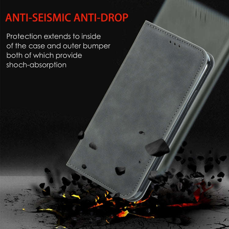 For Honor Magic5 Lite Retro Skin Feel Magnetic Leather Phone Case(Grey)