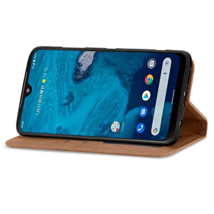 For Kyocera Android One S10 Retro Skin Feel Magnetic Leather Phone Case(Brown)