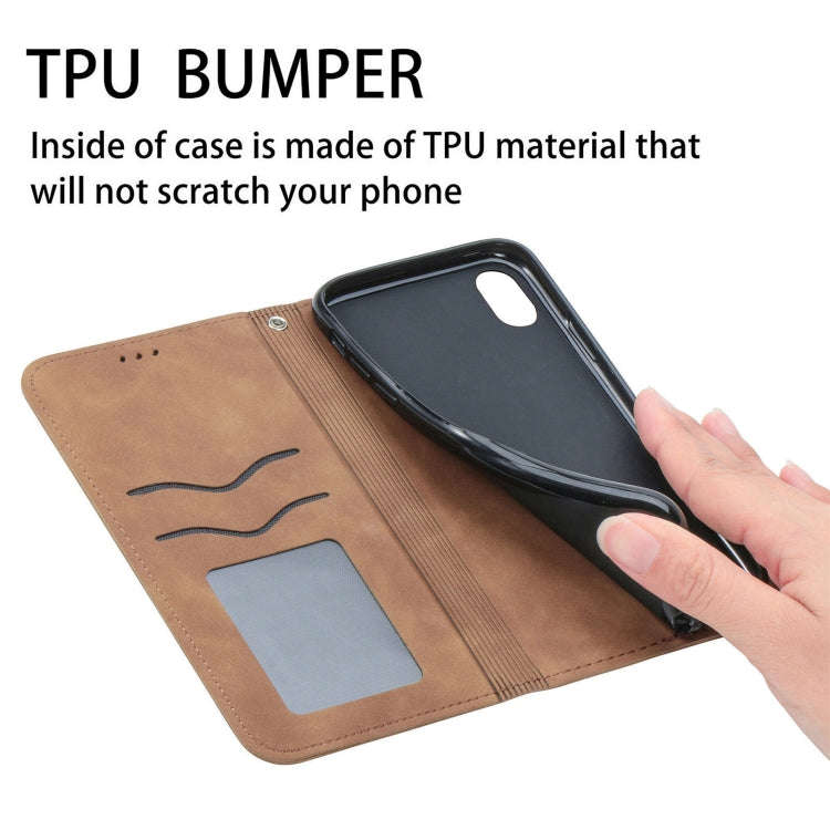 For Kyocera Android One S10 Retro Skin Feel Magnetic Leather Phone Case(Brown)