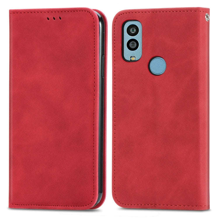 For Kyocera Android One S10 Retro Skin Feel Magnetic Leather Phone Case(Red)