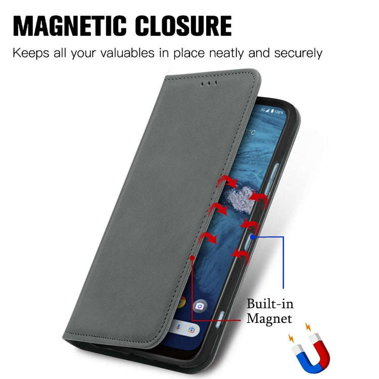 For Kyocera Android One S10 Retro Skin Feel Magnetic Leather Phone Case(Grey)