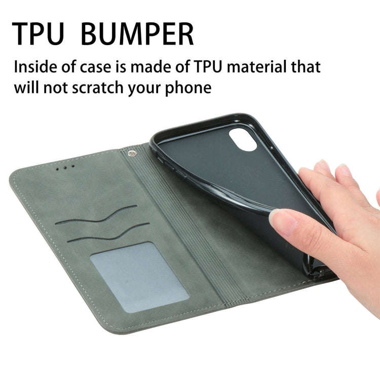 For Kyocera Android One S10 Retro Skin Feel Magnetic Leather Phone Case(Grey)