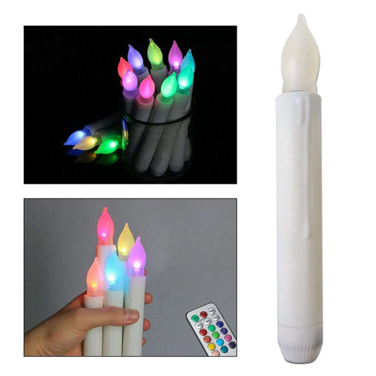 LED Electronic Candle Lights Flameless Long Rod Christmas Candle, Spec:Flashing Colorful Light