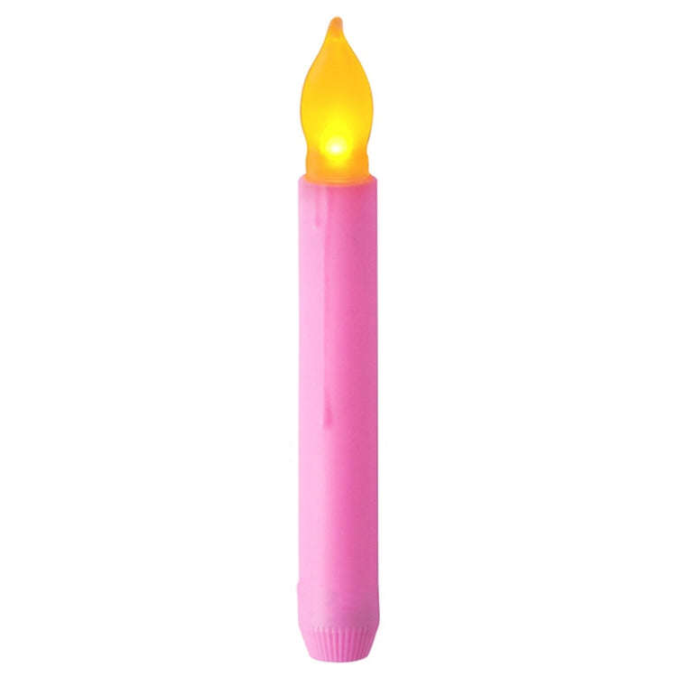 LED Electronic Candle Lights Flameless Long Rod Christmas Candle, Spec:Flashing Yellow Light-Pink